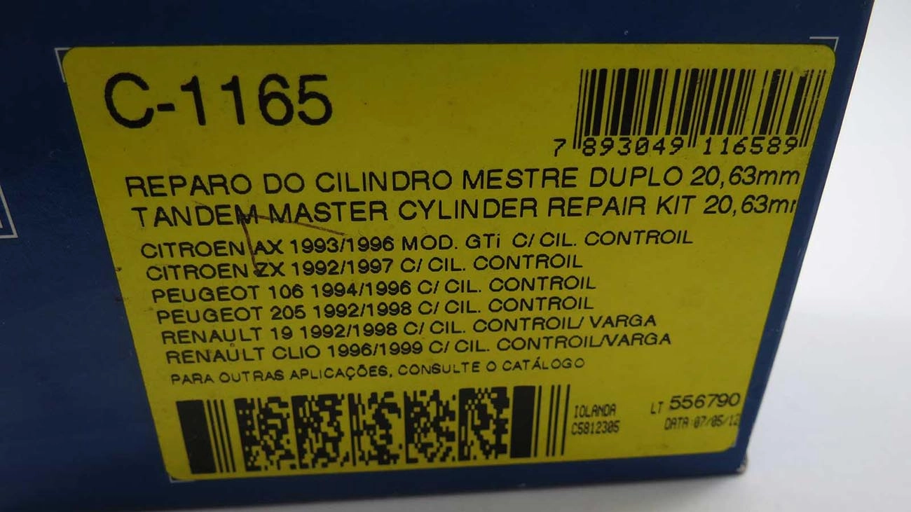 REPARO CILINDRO MESTRE DUPLO 20.63MM RENAULT CLIO 96/99 EXPRESS 98/00 MEGANE 97/ 19 92/98 13/16