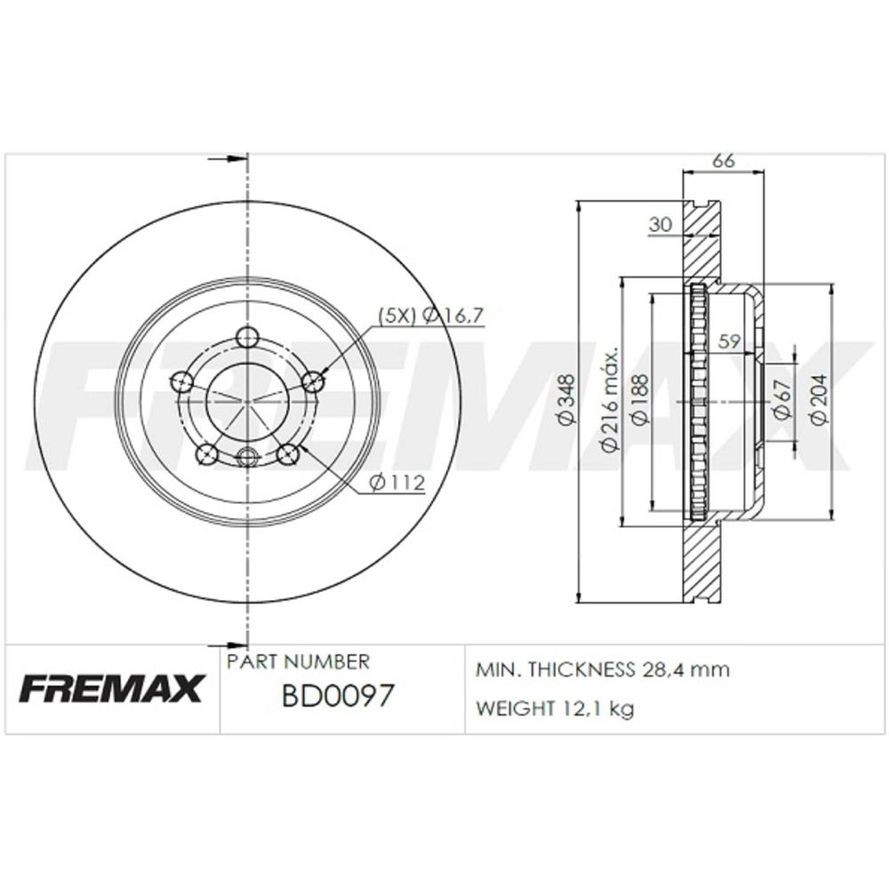 DISCO FREIO DIANTEIRO VENTILADO 348MM BMW SERIE 3 2019/2020 X5 2019/2022