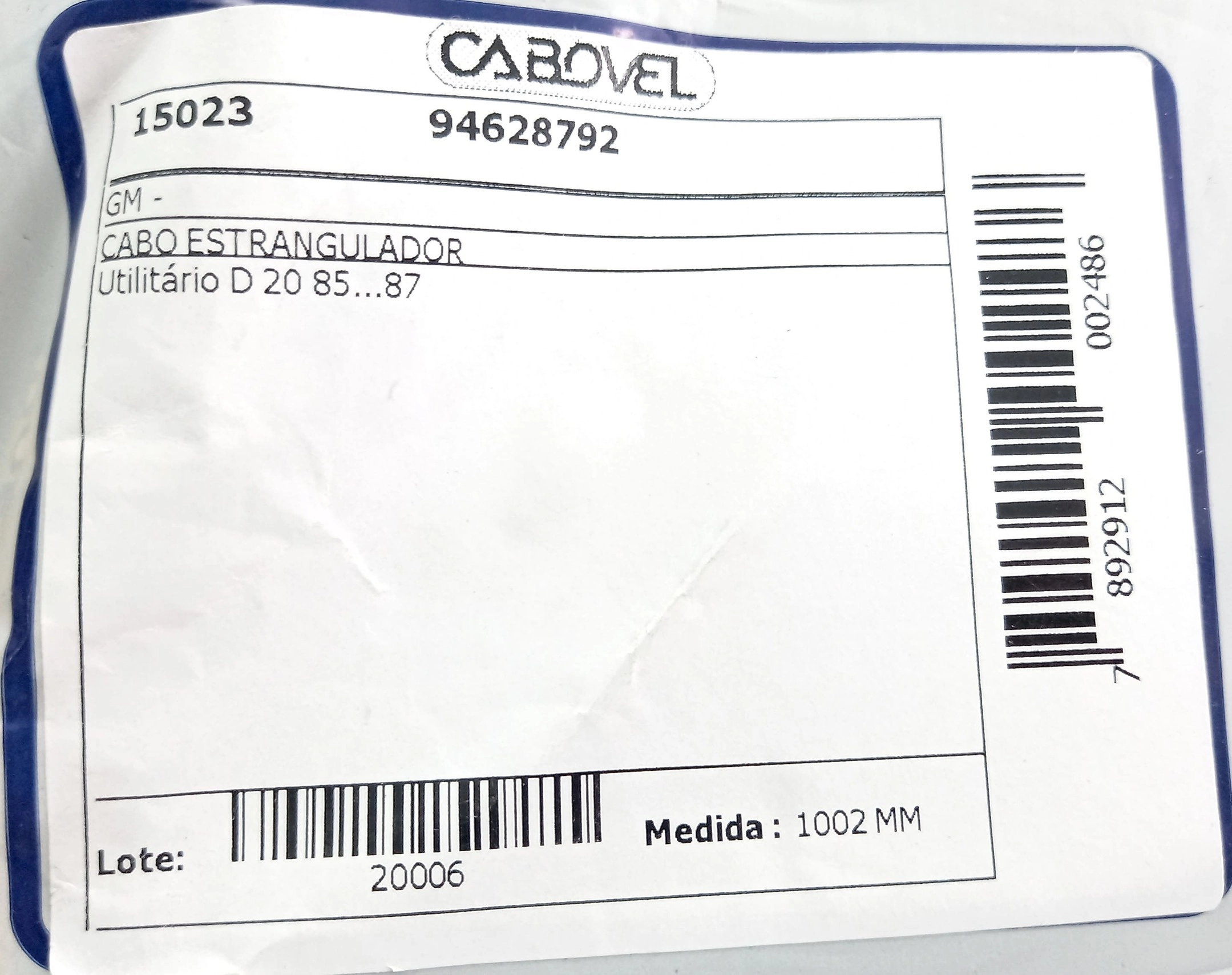 CABO ESTRANGULADOR GM D-20 85/87 1002