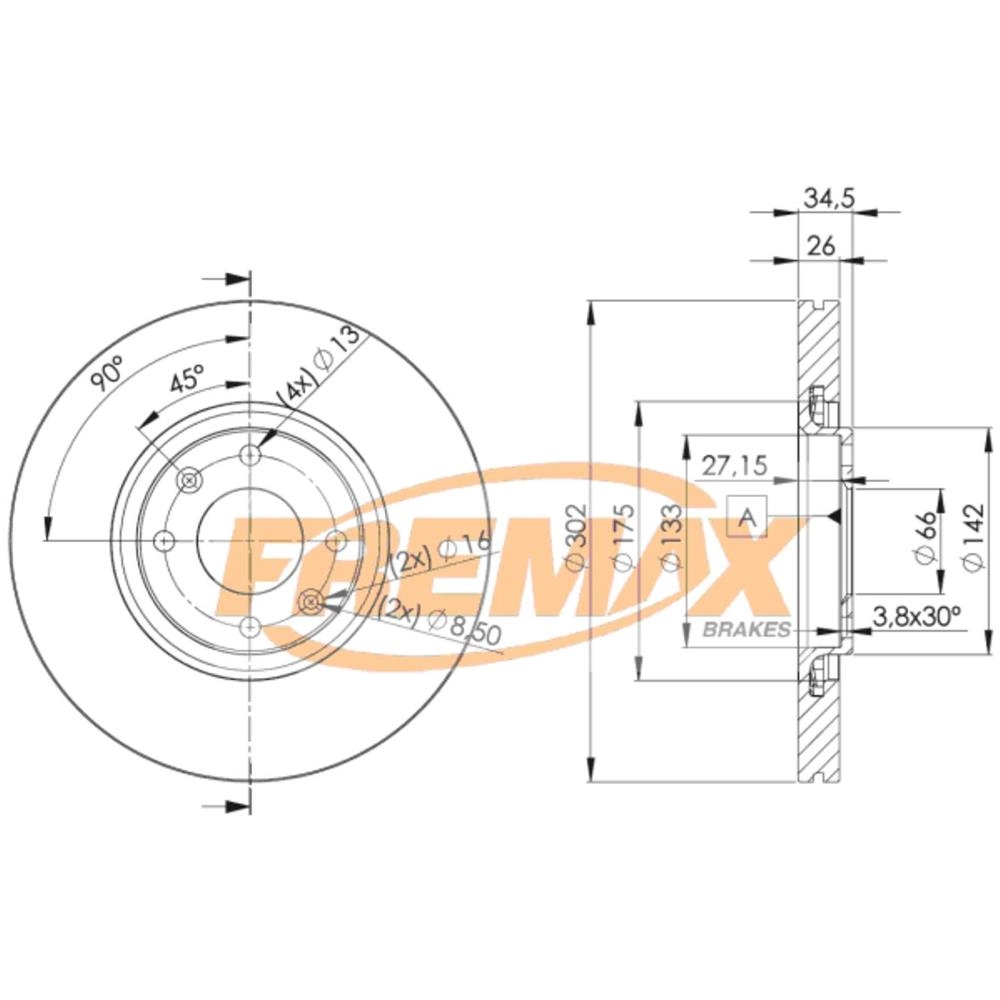 DISCO FREIO DIANTEIRO VENTILADO 302MM CITROEN C4 PICASSO/GRAND 08/ PEUGEOT 307 2.0 03/