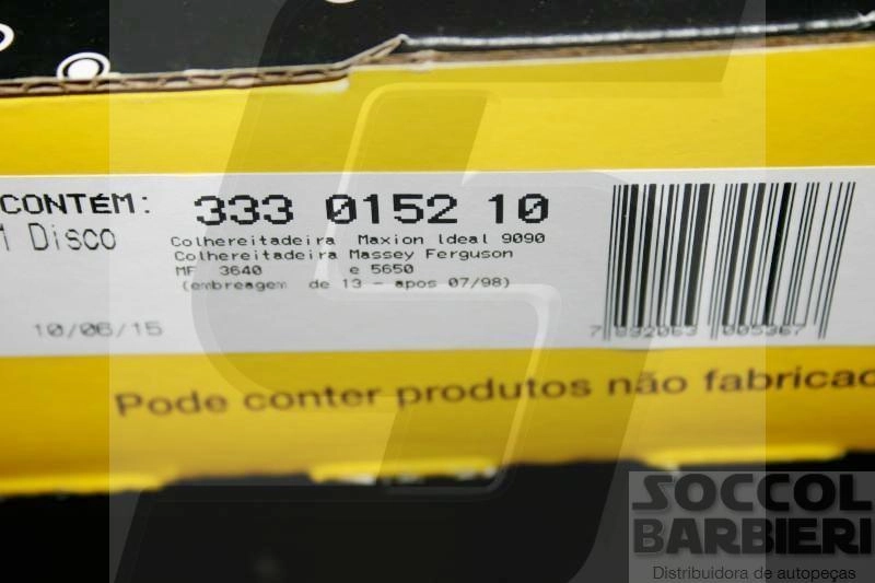 DISCO EMBREAGEM 327MM 10 ESTRIAS AGCO COLHEITADEIRA IDEAL 9075T/9090 98/ 3640/5650 CUMMINS