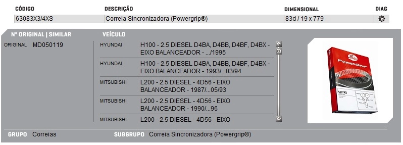 CORREIA COMANDO EIXO BALANCEADOR MITSUBISHI L-200/300/PAJERO 2.5 91/93