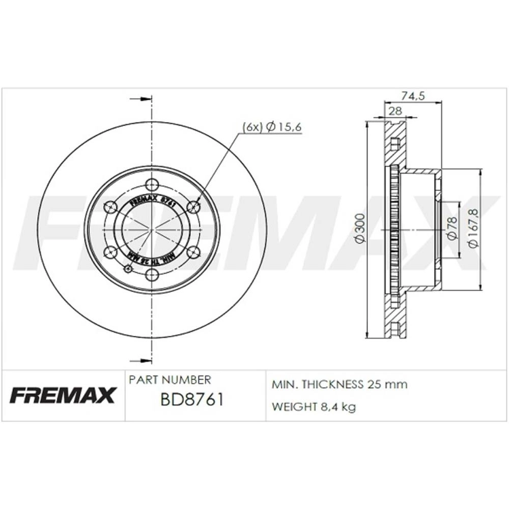 DISCO FREIO DIANTEIRO VENTILADO 300MM DAILY 30S13 18/22 35S14/55C17/70C17 12/