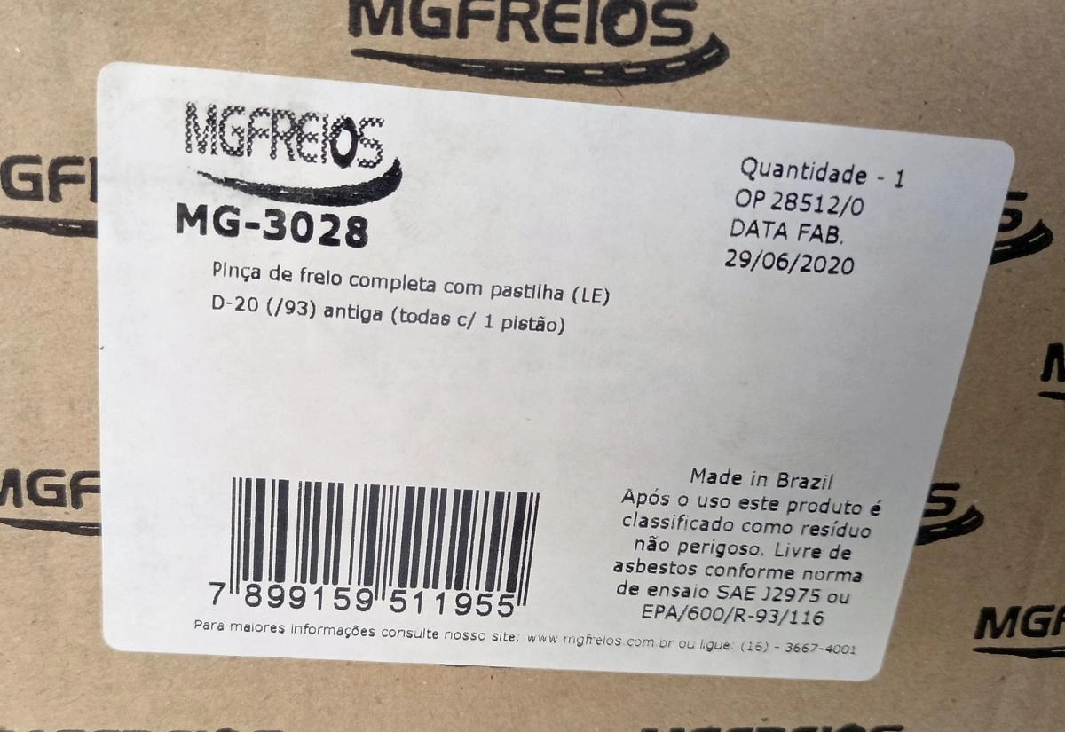 PINCA FREIO GM A/C/D-20 85/92 - ESQUERDA COMPLETA