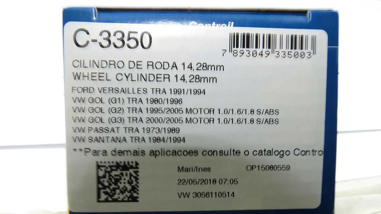 CILINDRO RODA FREIO TRASEIRO LADO DIREITO/LADO ESQUERDO TRASEIRA LD/LE VW GOL/VOYAGE/PASSAT TODOS SEM ABS 9/16 14,28MM