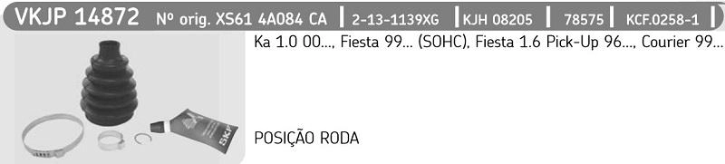 KIT REPARO COIFA HOMOCINÉTICA LADO RODA FORD FIESTA 99/06 KA 00/14 ZETEC RENAULT CLIO 23X75X113MM