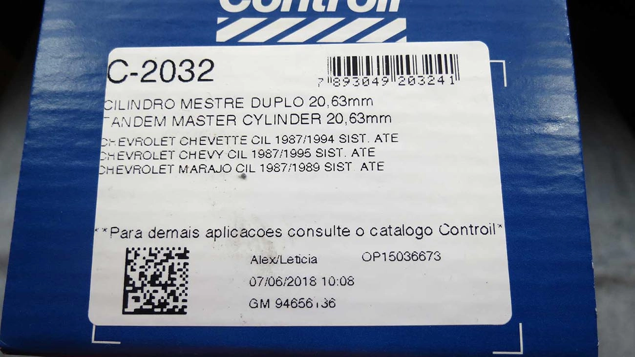 CILINDRO MESTRE FREIO DUPLO 20.63MM GM CHEVETTE/CHEVY 87/95 SISTEMA ATE