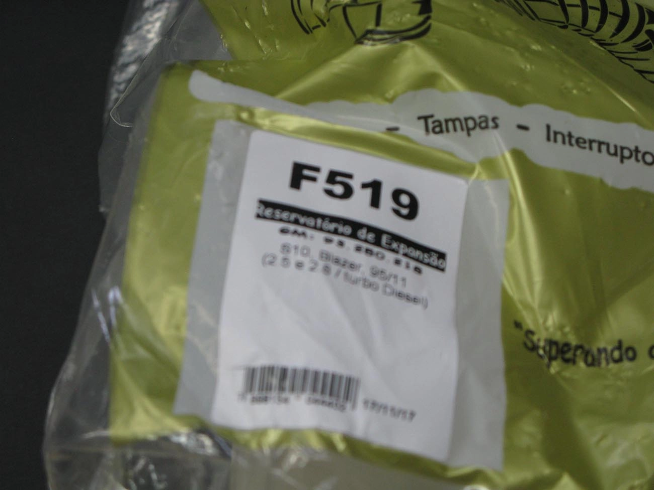 RESERVATORIO AGUA DO RADIADOR GM S-10/BLAZER 2.5/2.8 1995/2011 TURBO DIESEL - S/TAMPA