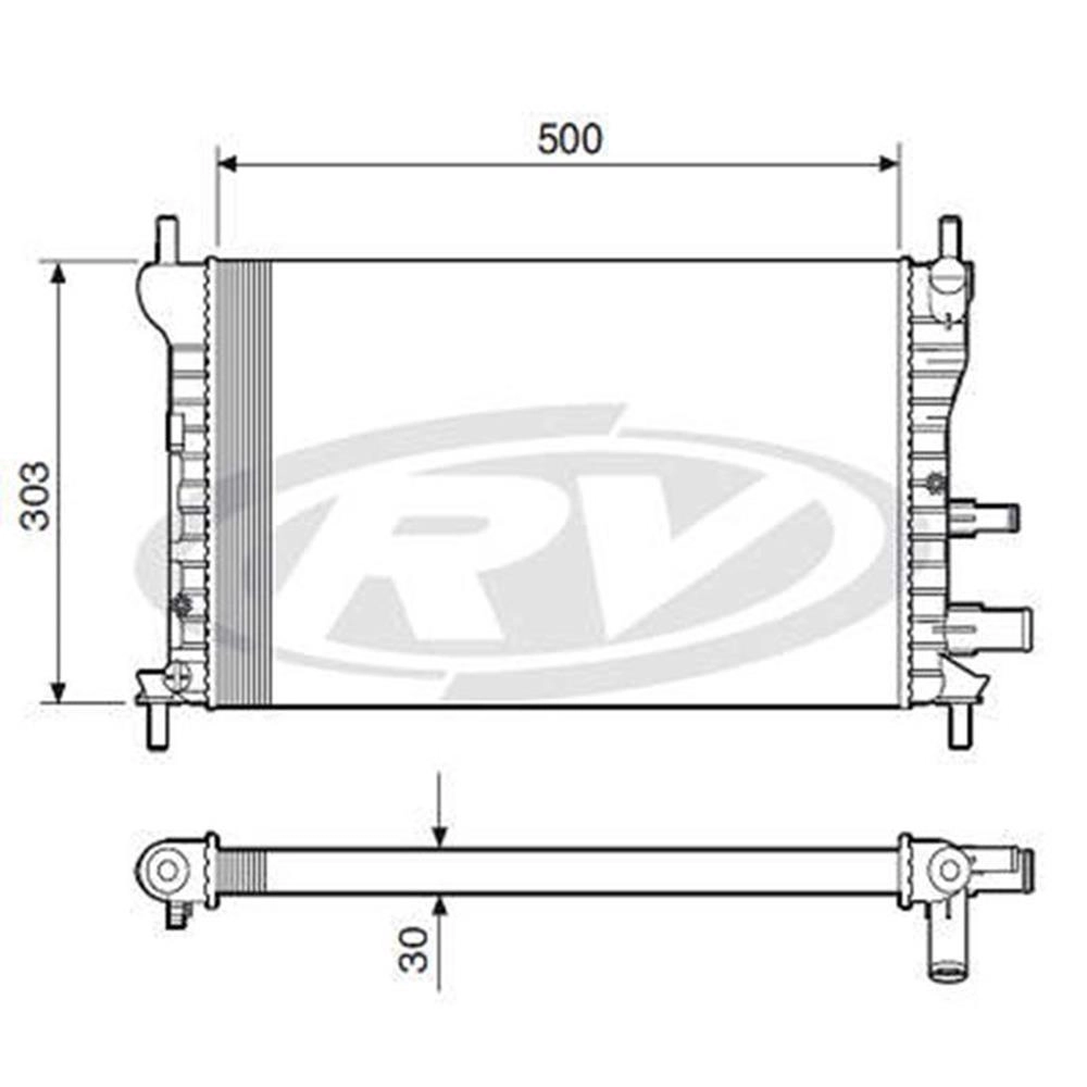 RADIADOR 303X500 FORD FIESTA/COURIER 1.0/1.3 1996/1999