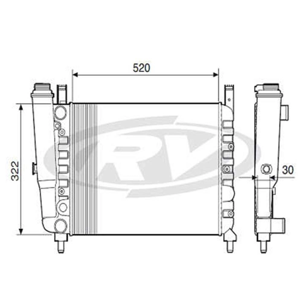 RADIADOR COM RESERVATÓRIO/VASO  FIAT UNO/PREMIO/ELBA/FIORINO 1.5 87/93 - COM OU SEM AR CONDICIONADO