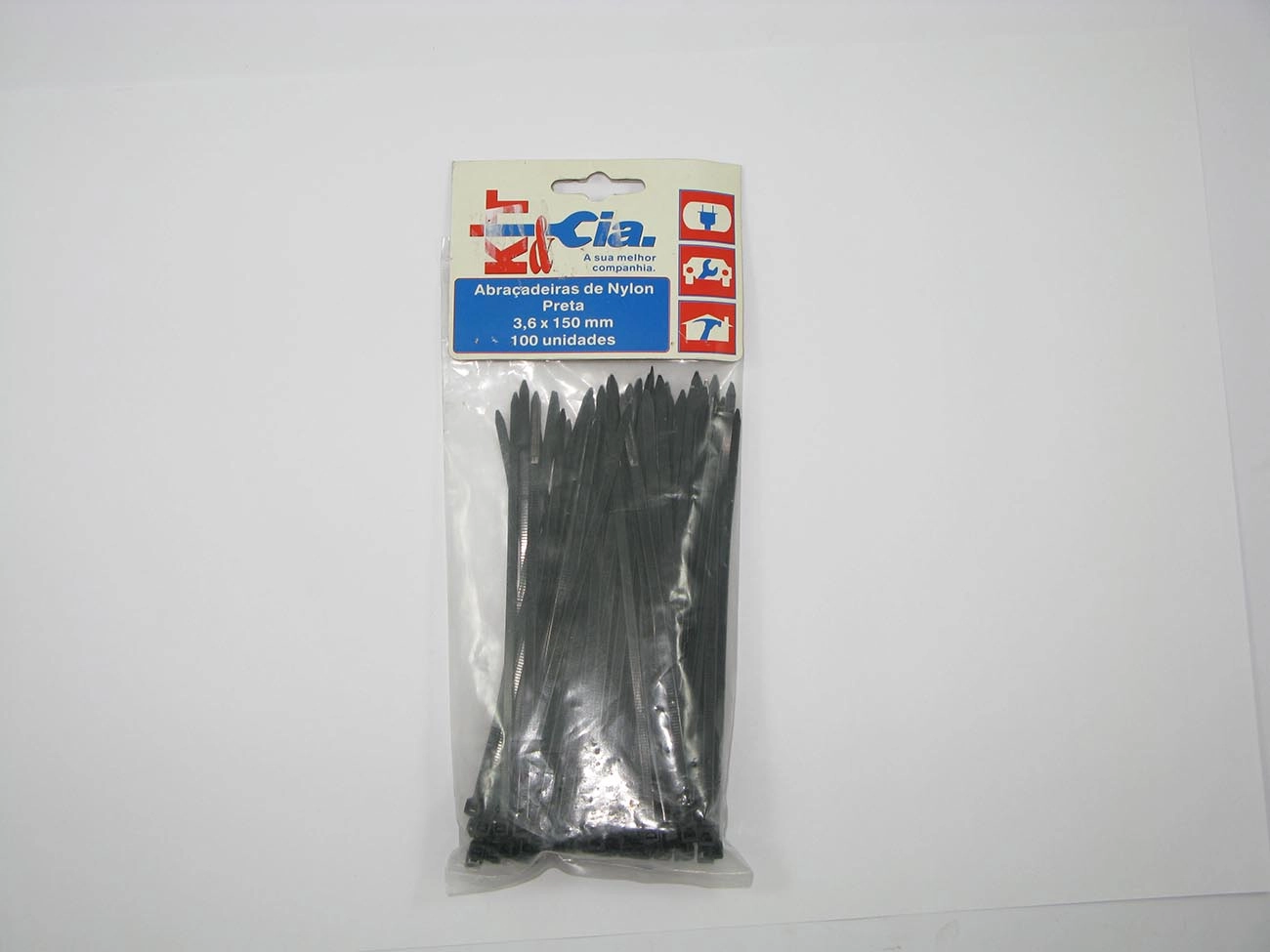 ABRAÇADEIRA NYLON/CINTA PLÁSTICA PRETA 150 X 3,6MM PACOTE COM 100 PEÇAS