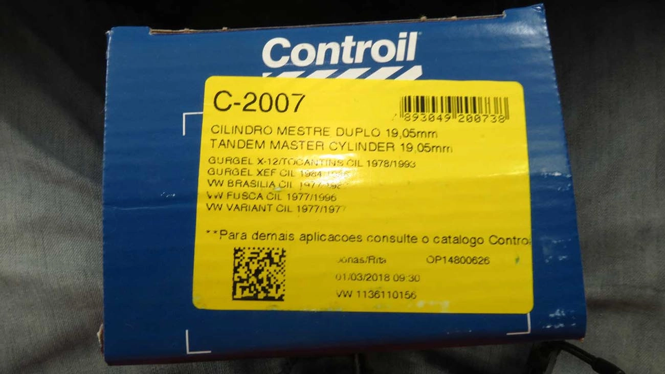 CILINDRO MESTRE FREIO DUPLO 19.05MM VW FUSCA/BRASILIA/VARIANT/TL 77/ TODOS