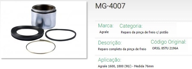 REPARO PINCA FREIO FORD F-4000 4X2 85/92 AGRALE 1600/1800 1990/