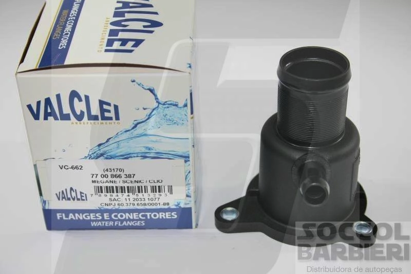 FLANGE DA VÁLVULA TERMOSTÁTICA PLÁSTICO RENAULT CLIO/MEGANE/SCENIC 96/ - LOGAN/SANDERO/SYMBOL 2007/
