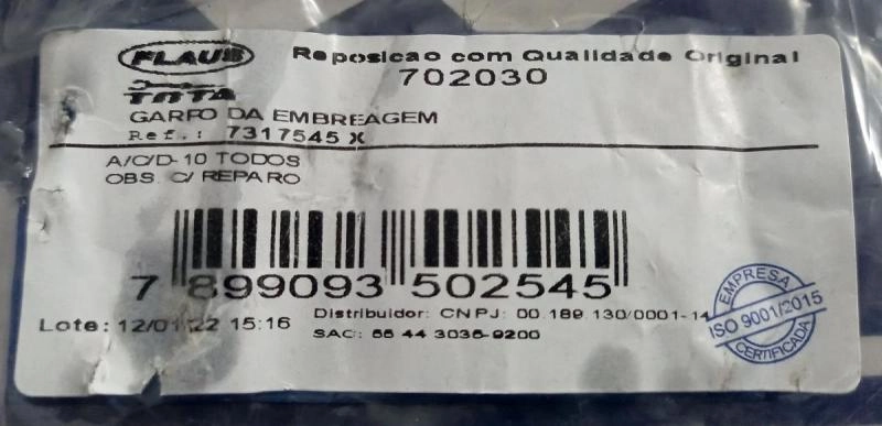GARFO EMBREAGEM GM D-10 79/84 - A/C/D-20/40 85/ - A-60/70 C-60 85/