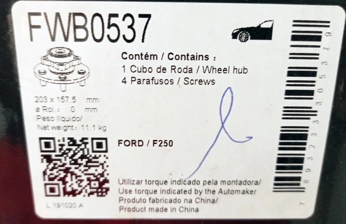 CUBO RODA DIANTEIRO COM ROLAMENTO ABS 8 FUROS FORD F-250 4X4 06/ F-4000 05/11
