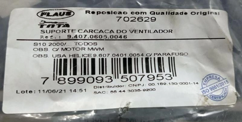 SUPORTE/MANCAL EMBREAGEM VISCOSA VENTILADOR GM S-10/BLAZER 2.8 00/ MOTOR MWM - FIXAÇÃO COM PARAFUSO