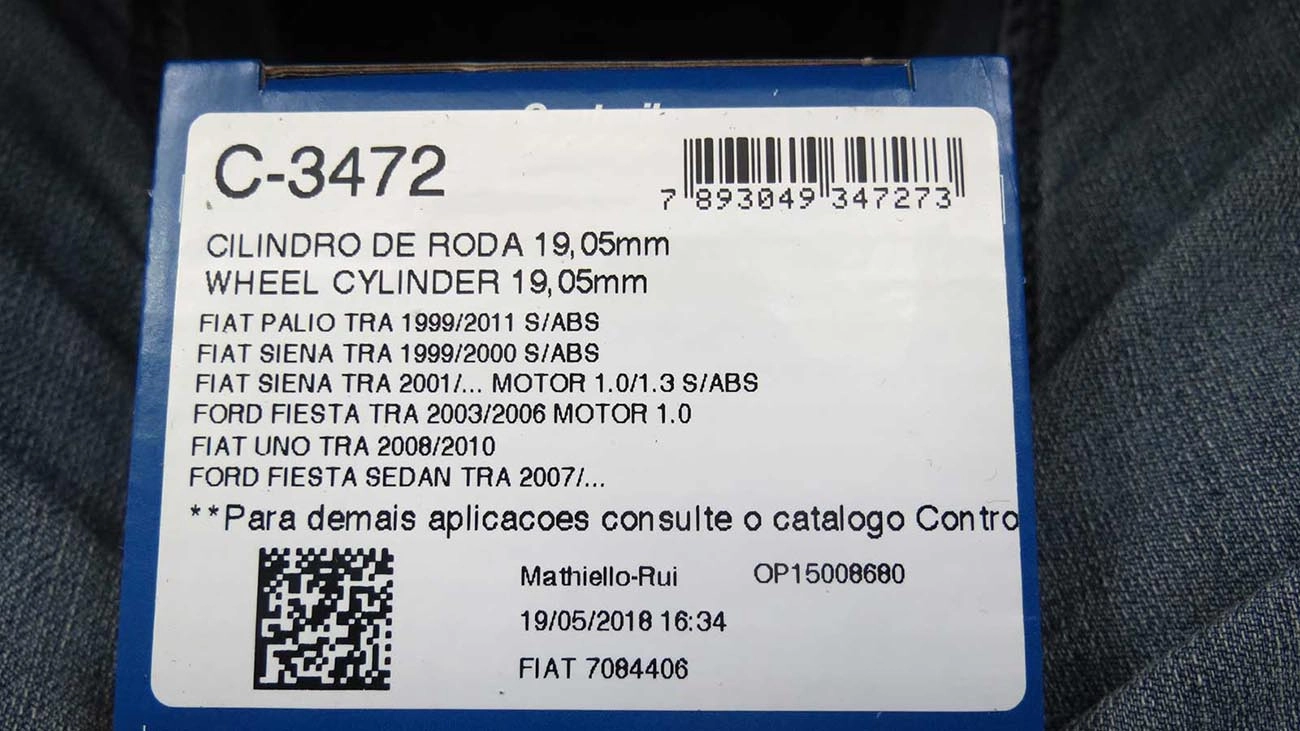 CILINDRO RODA FREIO TRASEIRO LADO DIREITO/ESQUERDO TRASEIRA FIAT PALIO 97/15 SIENA 99/14 UNO 13/14 FORD FIESTA 02/14