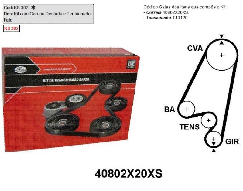 KIT CORREIA COMANDO GM ASTRA 99/ 1.8/2.0 - MONZA/KADETT 96/98 1.8/2.0 - VECTRA 06/ ZAFIRA 2.0 8V