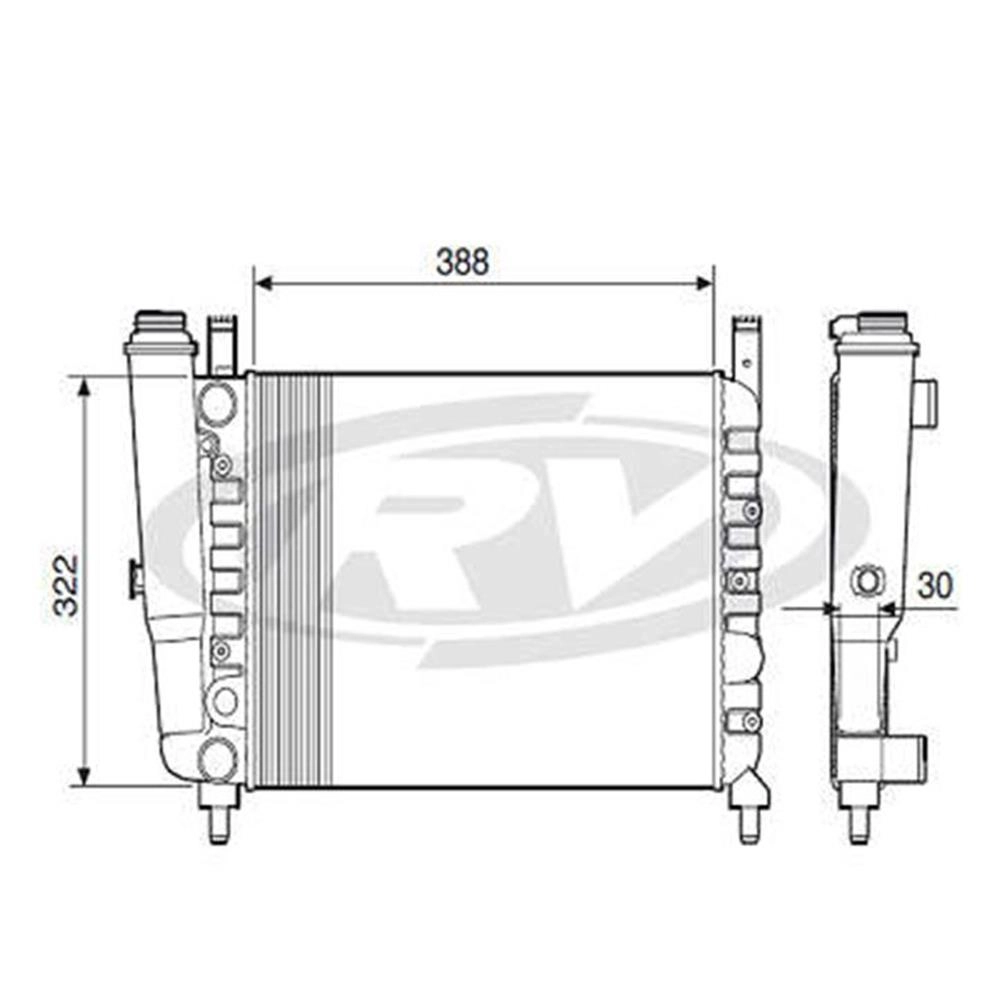 RADIADOR ÁGUA MOTOR CONSTRUÇÃO EXPANDIDO COM VASO/RESERVATÓRIO SEM AR CONDICIONADO FIAT UNO/PREMIO/ELBA/FIORINO 1.0/1.3/1.5 85/93 ACD