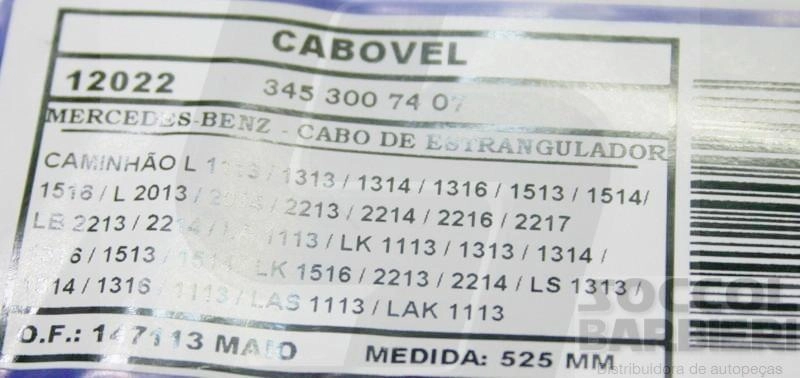 CABO DO ESTRANGULADOR MB L 1113/1313/1314/1316/1513/1514/1516 - 525MM