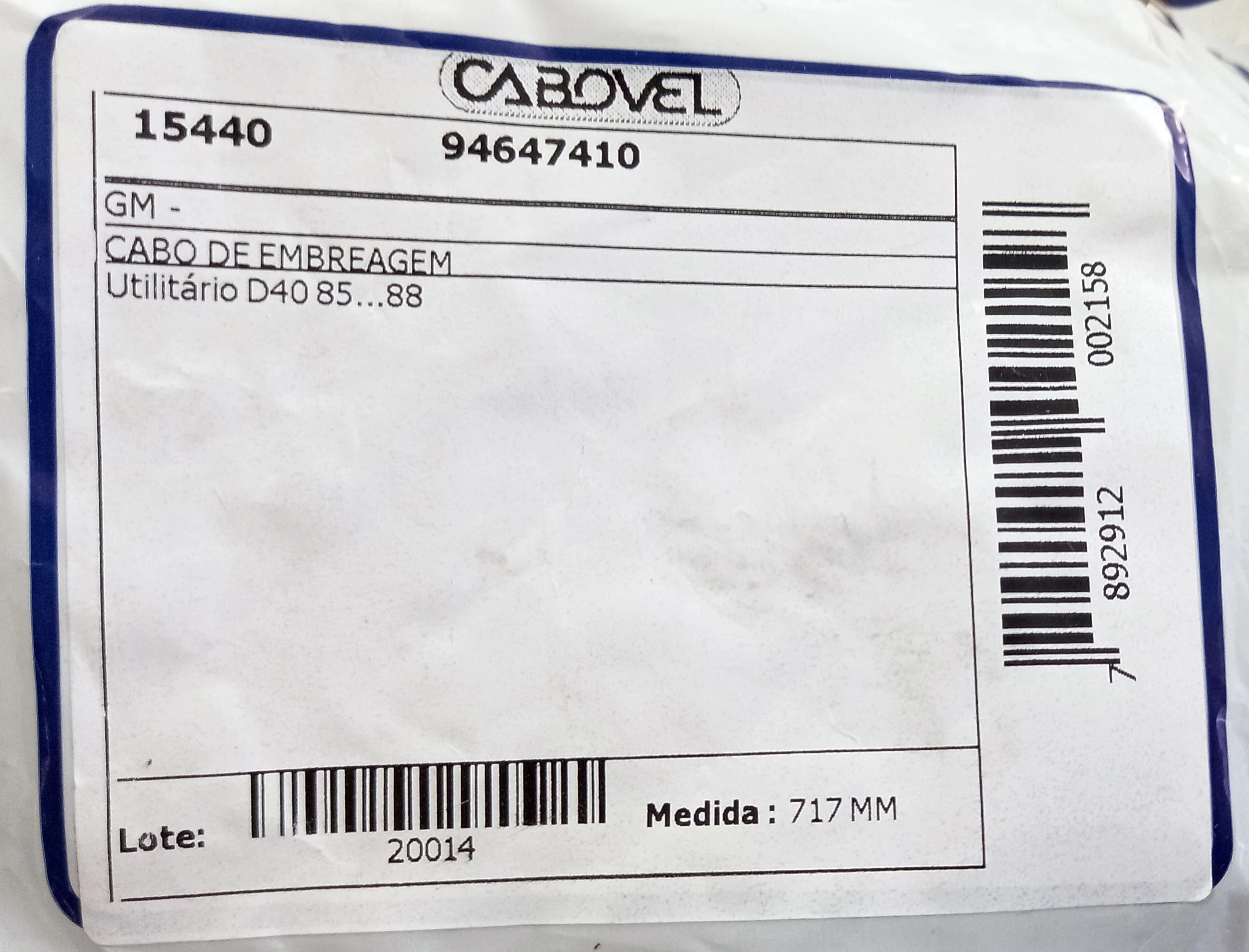 CABO EMBREAGEM 717MM GM D-40 85/88 717