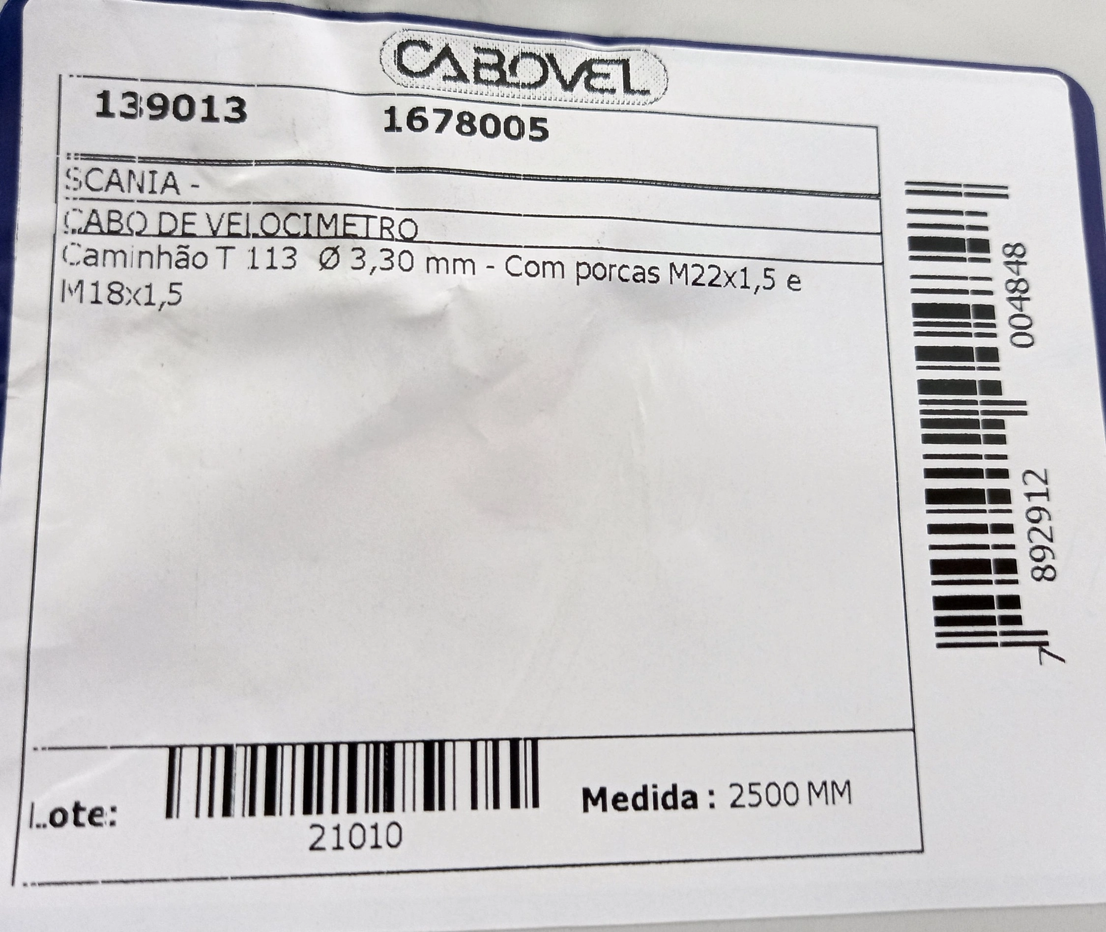 CABO VELOCIMETRO SCANIA T 113 2500MM