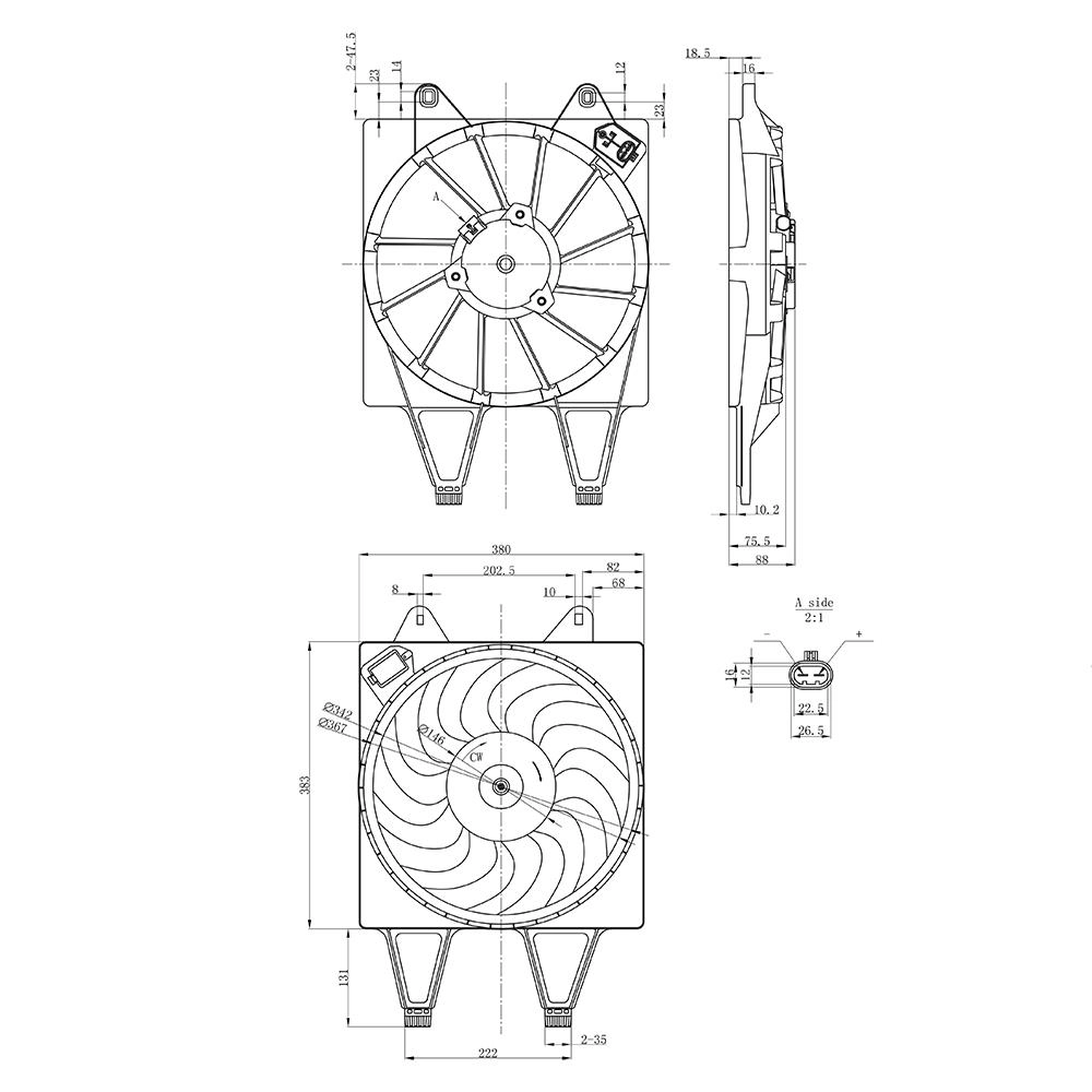 ELETROVENTILADOR COM AR FIAT GRAND SIENA 1.4 13/15 - MOBI 1.0 FIRE 8V 17/ - NOVO UNO 1.0/1.4 10/
