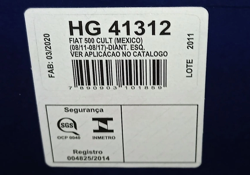 AMORTECEDOR DIANTEIRO ESQUERDO FIAT 500 MEXICANO 2011/2017