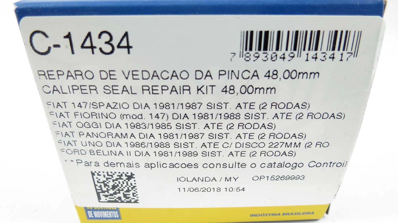 REPARO VEDAÇÃO PINÇA 48.00MM CILINDRO RODA FORD CORCEL/BELINA/DEL REY 81/89 FREIO DISCO TEVES 48MM DIANTEIRO