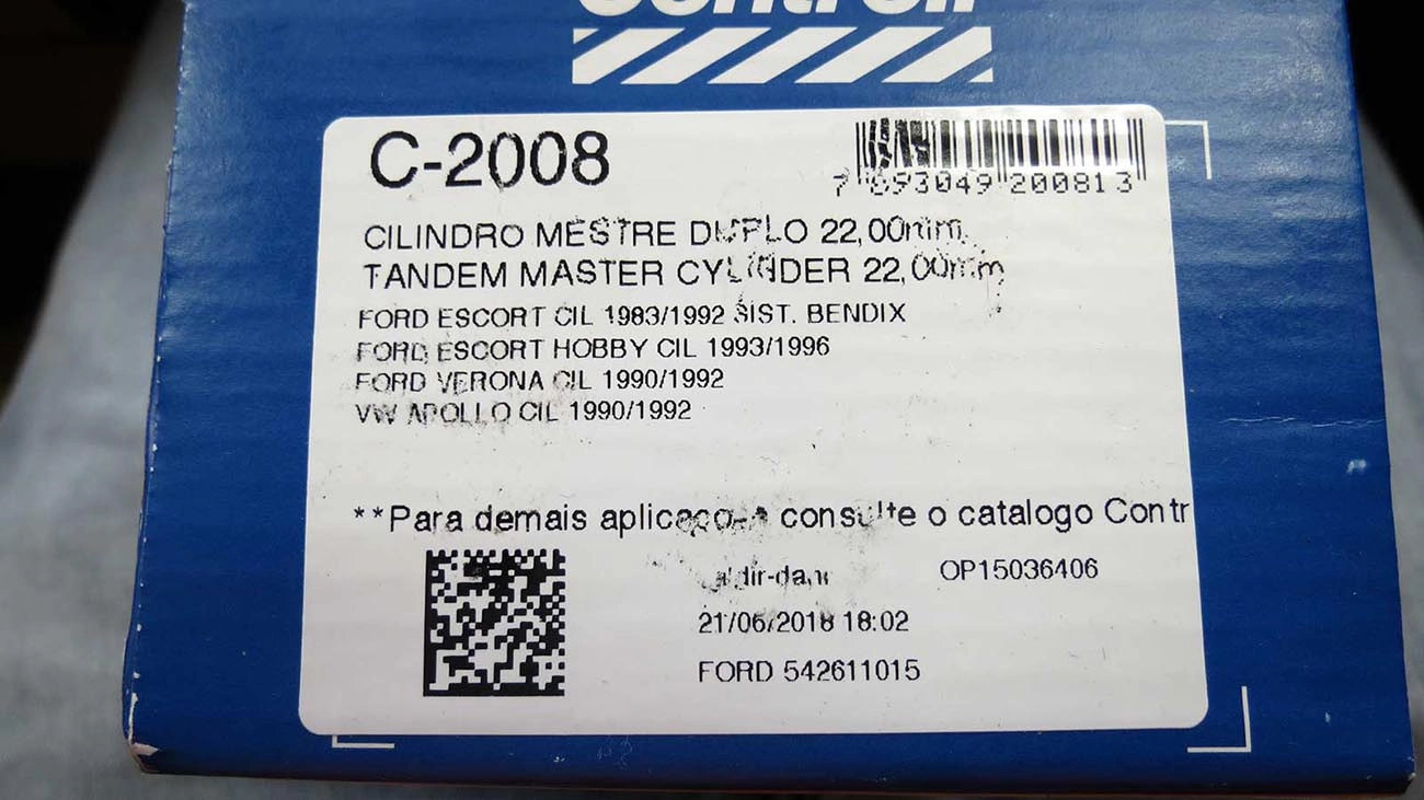 CILINDRO MESTRE FREIO 22.00MM FORD ESCORT/VERONA /92 VW APOLLO TODOS 22MM SISTEMA BENDIX
