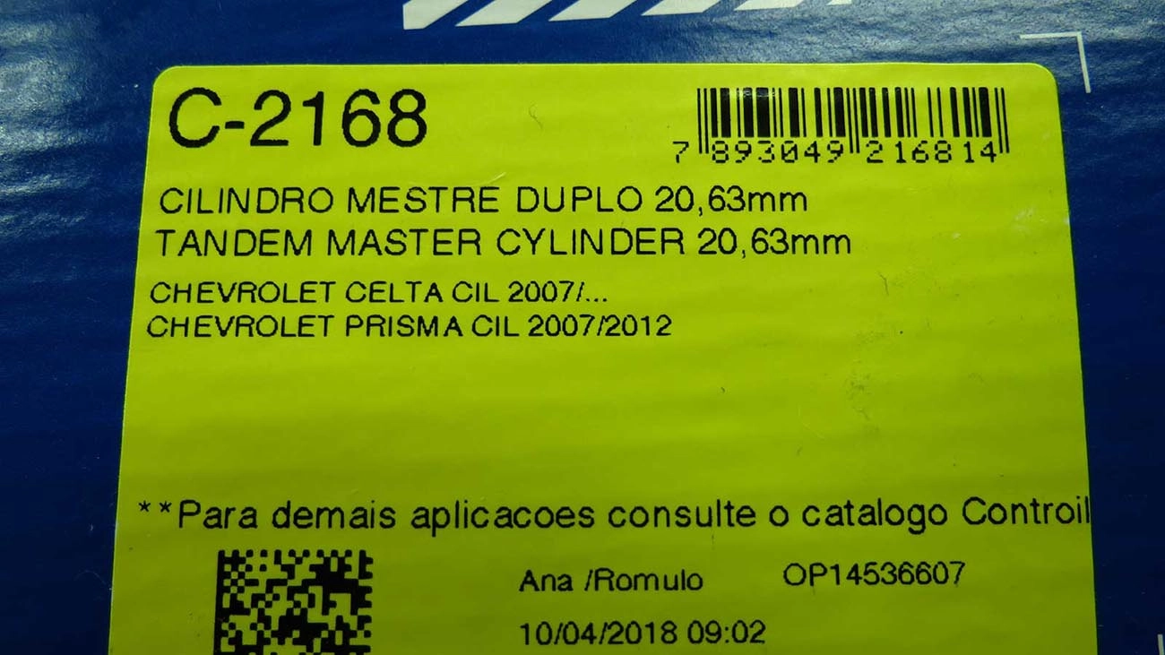 CILINDRO MESTRE FREIO SEM ABS GM PRISMA 2006/ - CELTA 2007/ - 20.63MM