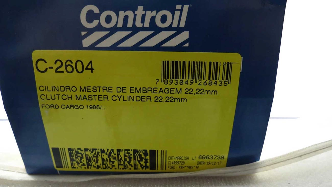 CILINDRO MESTRE EMBREAGEM 22,22MM FORD CARGO 84/ 1419/1519/1729/1731/1723/1729/1731/2423/2429/2431/2631/3031