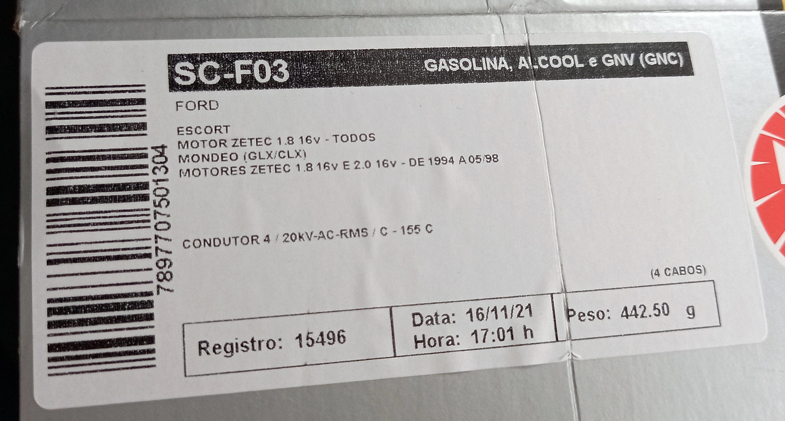 CABOS VELA ORIGINAL CABO VELAS FORD ESCORT ZETEC 16V MONDEO 94/98