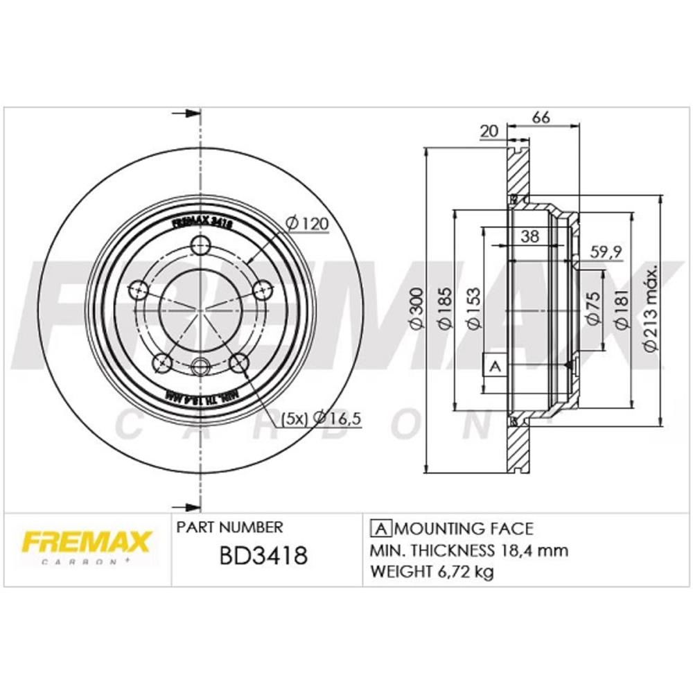 DISCO FREIO TRASEIRO VENTILADO 300MM BMW SERIE 3 2012/2019 4 2014/2016
