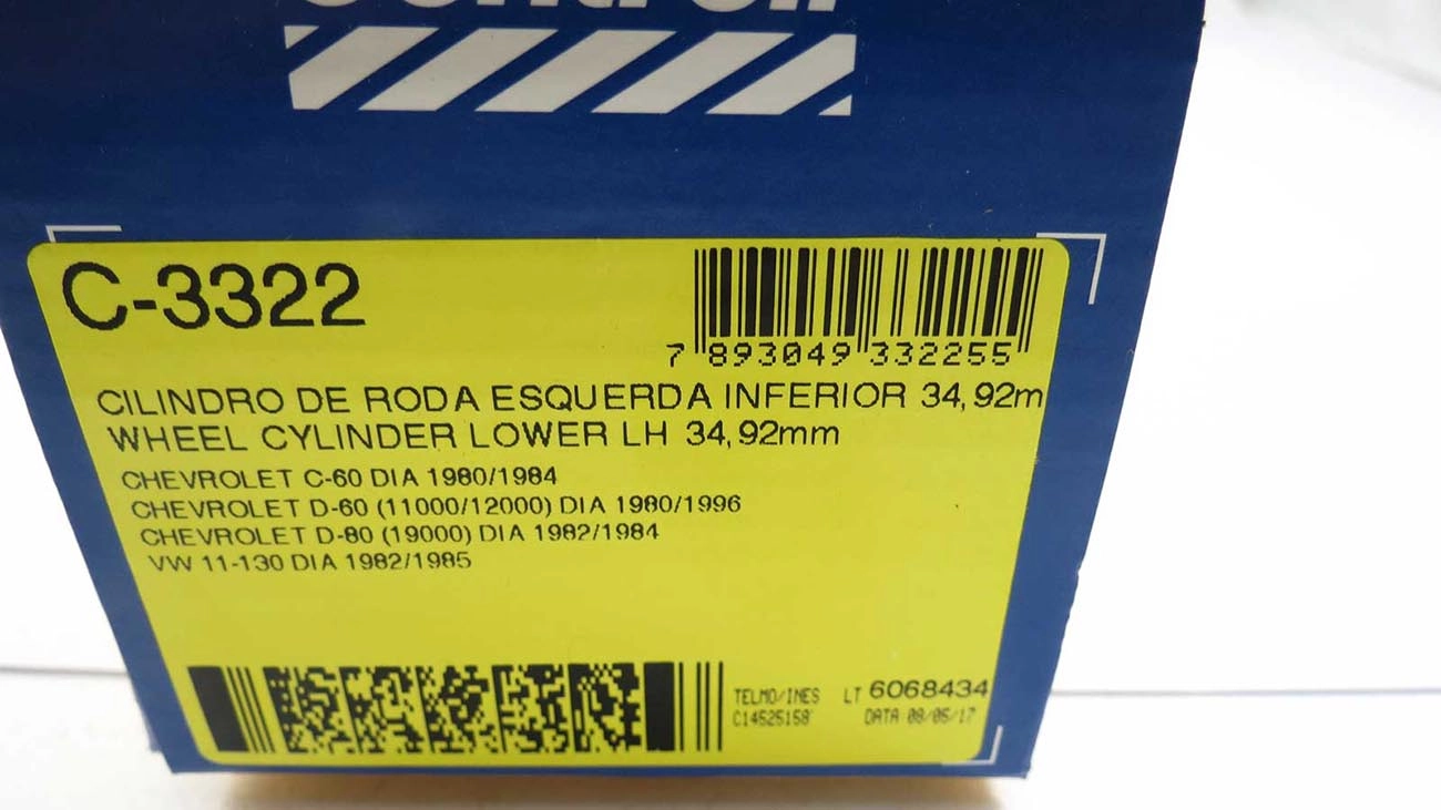 CILINDRO RODA FREIO DIANTEIRO LADO ESQUERDA INFERIOR DIANTEIRA GM A/C/D-60/80/11000/19000 VW 11.130 82/85 1-3/8