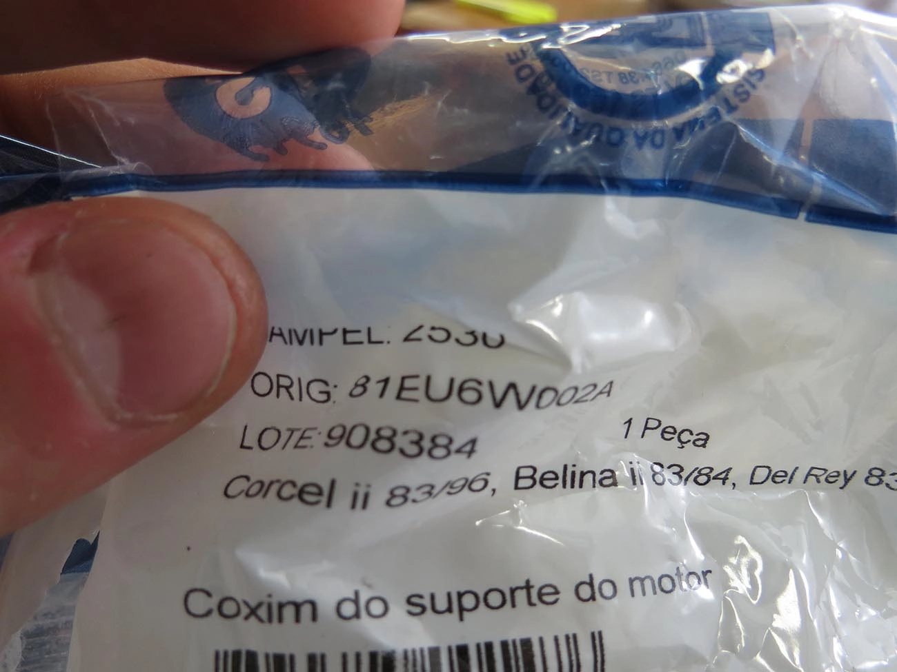 COXIM DO SUPORTE DIANTEIRO DO MOTOR FORD CORCEL/BELINA II/DEL REY/PAMPA - BATENTE BORRACHA LISO
