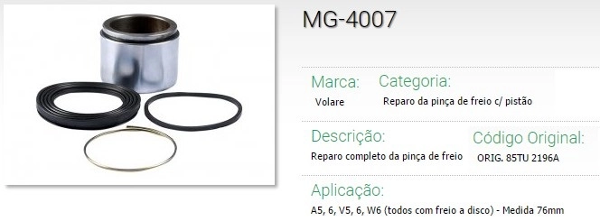 REPARO PINCA FREIO FORD F-4000 4X2 85/92 AGRALE 1600/1800 1990/