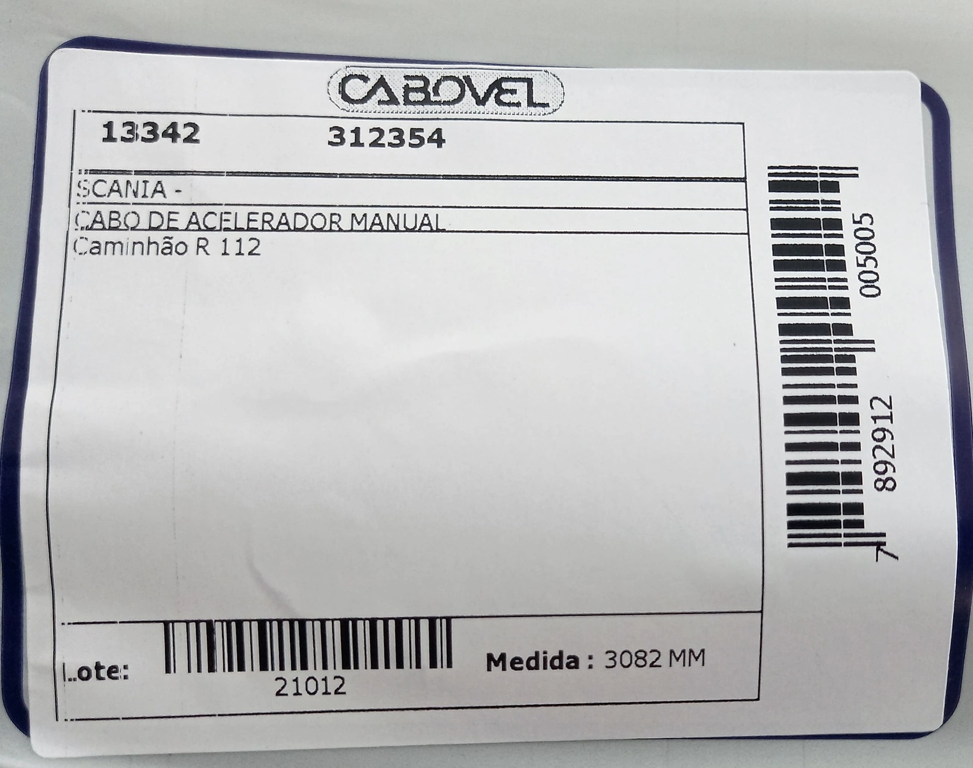 CABO ESTRANGULADOR 3082MM SCANIA CAMINHOES R 112
