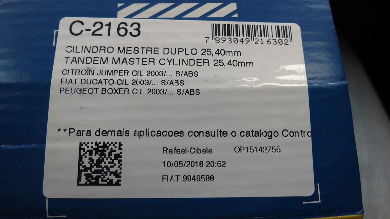 CILINDRO MESTRE FREIO SEM ABS FIAT DUCATO 2003/ - CITROEN JUMPER 2003/ - PEUGEOT BOXER 2003/