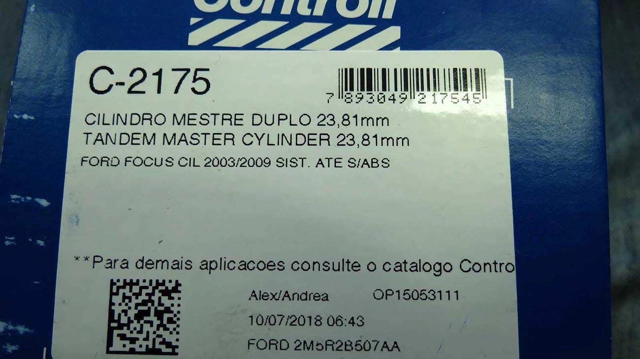 CILINDRO MESTRE FREIO SEM ABS FORD FOCUS 2003/2009 - SISTEMA TEVES - 23.81MM