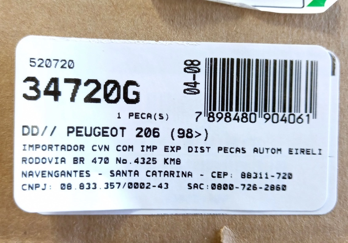 AMORTECEDOR DIANTEIRO DIREITO PEUGEOT 206 98/10 - 206 SW 05/09 - EXCETO ESCAPADE
