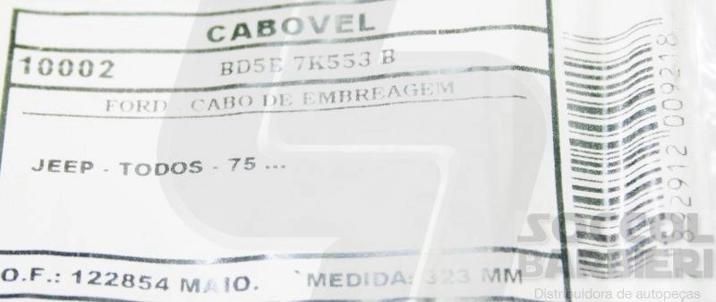 CABO EMBREAGEM- 323MM FORD JEEP TODOS 1975/