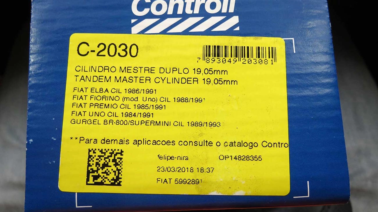 CILINDRO MESTRE FREIO DUPLO 19.05MM FIAT UNO/PREMIO/ELBA/FIORINO /91