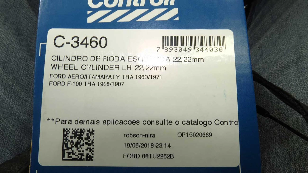 CILINDRO RODA FREIO TRASEIRO LADO ESQUERDO TRASEIRA ESQUERDA FORD F-100 68/87 AERO ITAMARATY 63/71 7/8 -22,22MM