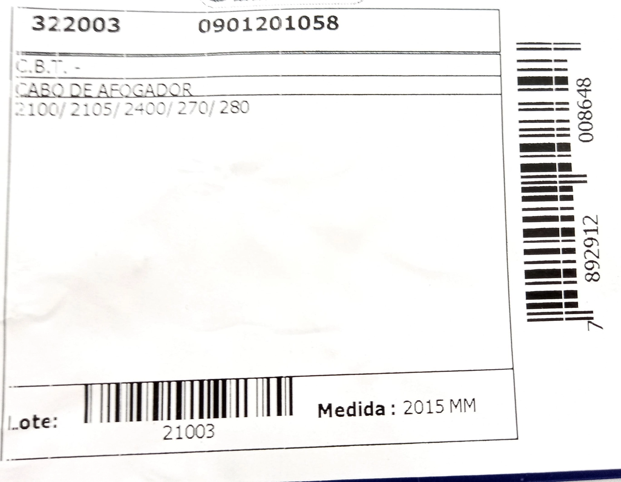 CABO AFOGADOR 2015MM CBT 2100/2105/2400/270/280 2015