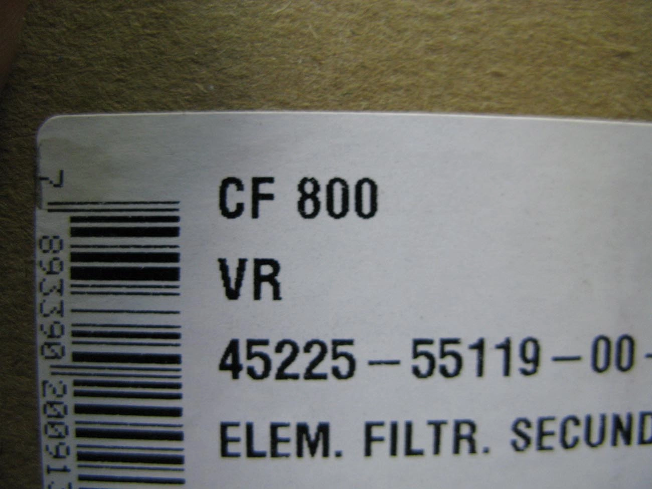 FILTRO SEGURANÇA AR INTERNO ELEMENTO FORD/GM/VW/CBT/VALMET/MF
