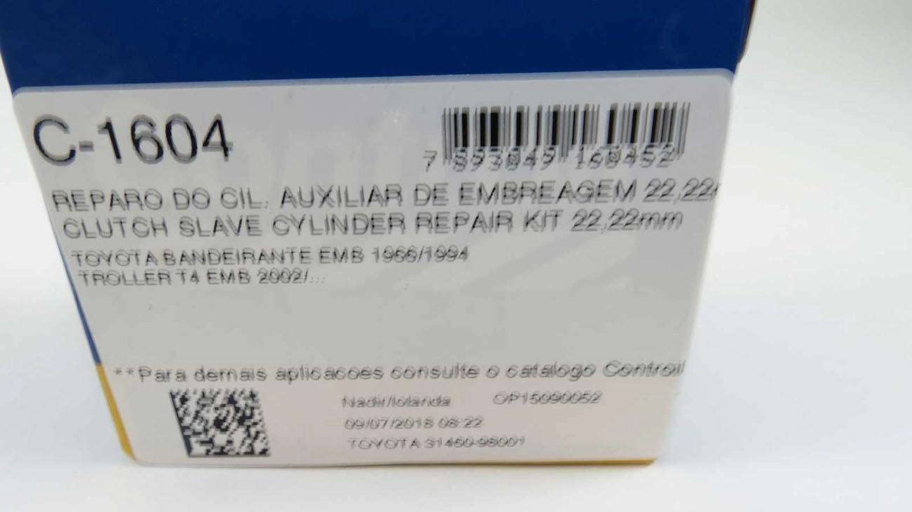 REPARO CILINDRO AUXILIAR EMBREAGEM 22.22MM TOYOTA BANDEIRANTE 66/94 7/8
