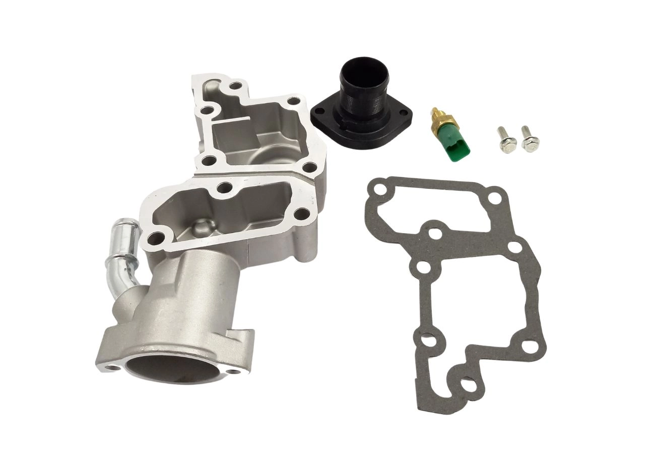 KIT/COMBO TEMPERATURA VÁLVULA TERMOSTÁTICA COM CARCAÇA ALUMÍNIO/FLANGE PLÁSTICO PLUG ELETRÔNICO VERDE PEUGEOT 206/207 1.4 05/13 8V MOTOR TU3JP