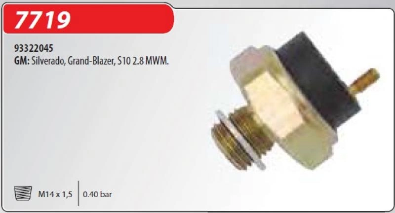 SENSOR MECÂNICO DE PRESSÃO DO ÓLEO GM BLAZER/S-10/S-10 2.8 MWM 2000/2011